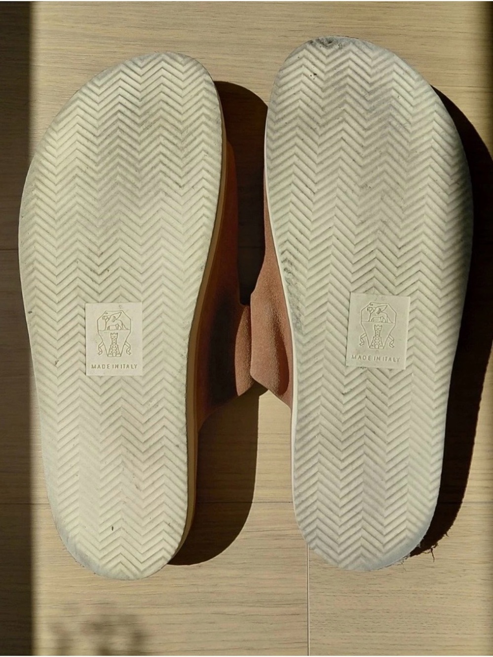 Brunello Cucinelli Taupe Suede Double-Buckle Slide Sandals - Picture 8 of 8